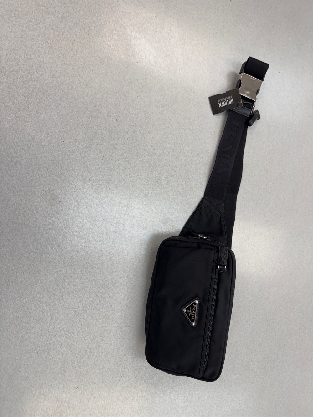 Prada Black Nylon Belt Bag with Logo Triangle